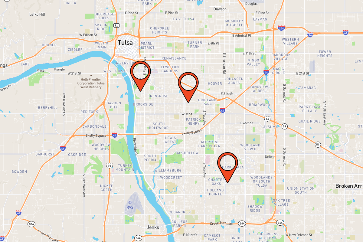 Location Map-Tulsa Homes Auction-Aug 27 2021
