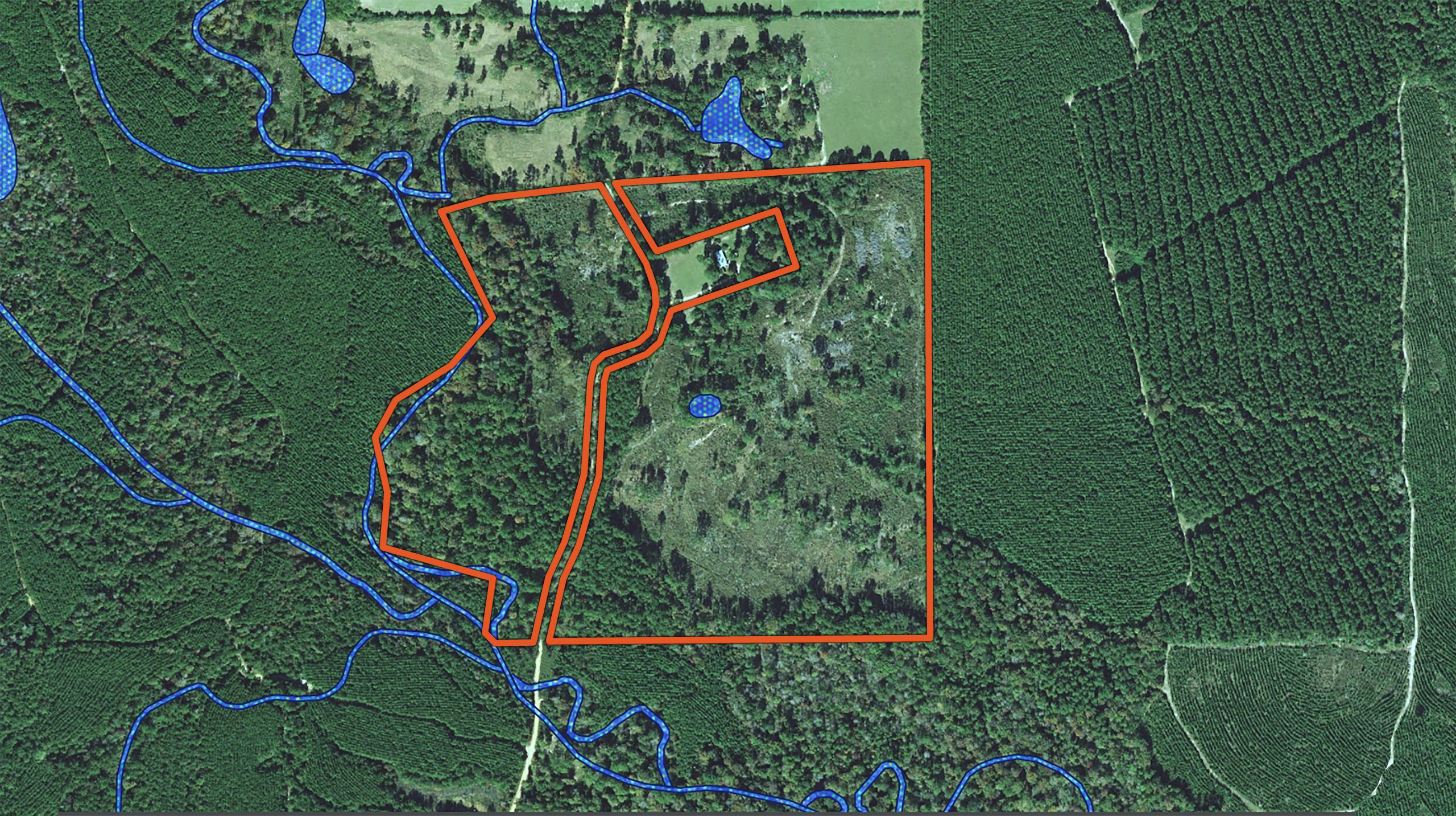 Image: Parcel map of 84 acres for sale in Polk county, TX.