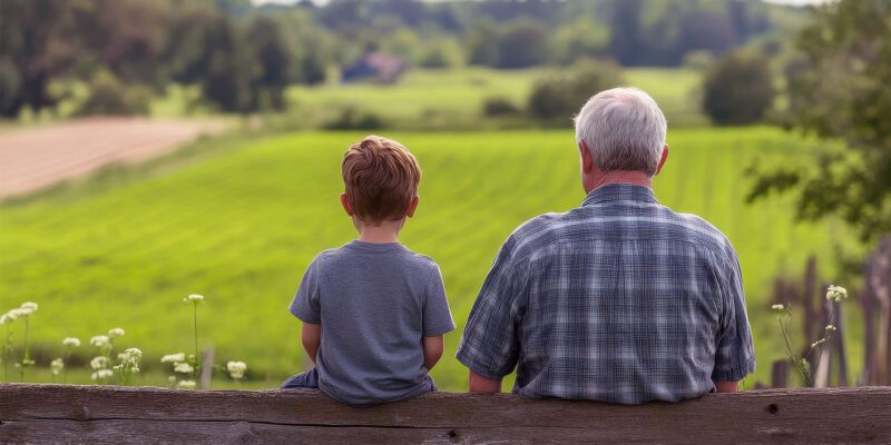 Rancher with grandson enjoying the view